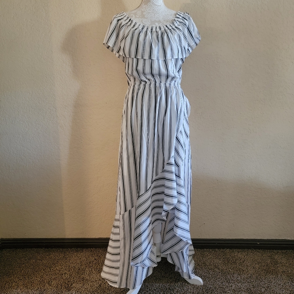 Express Women's Striped High Low Hem Maxi Dress Sz L